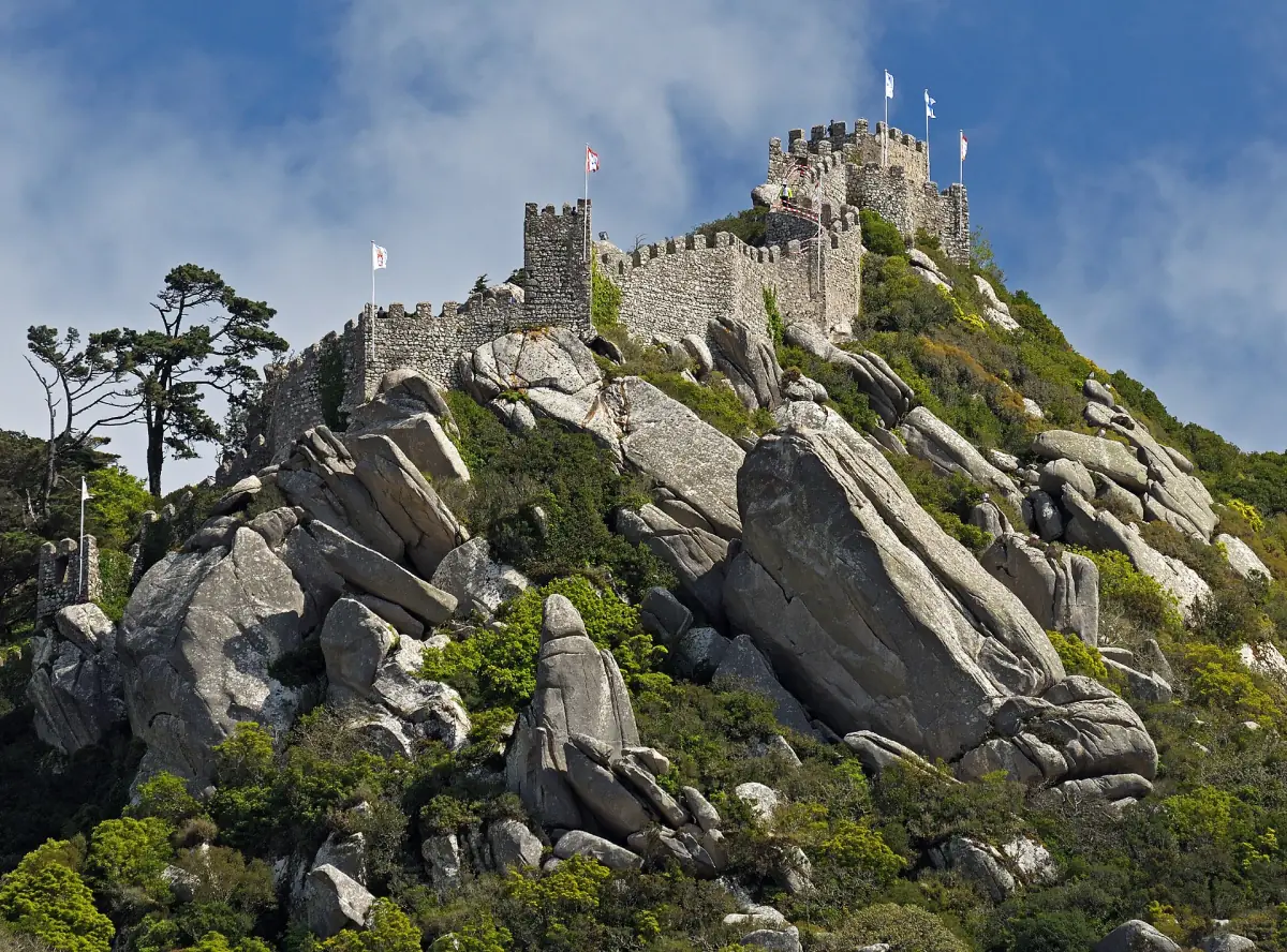 The Moorish Castle on its rocks above Sintra