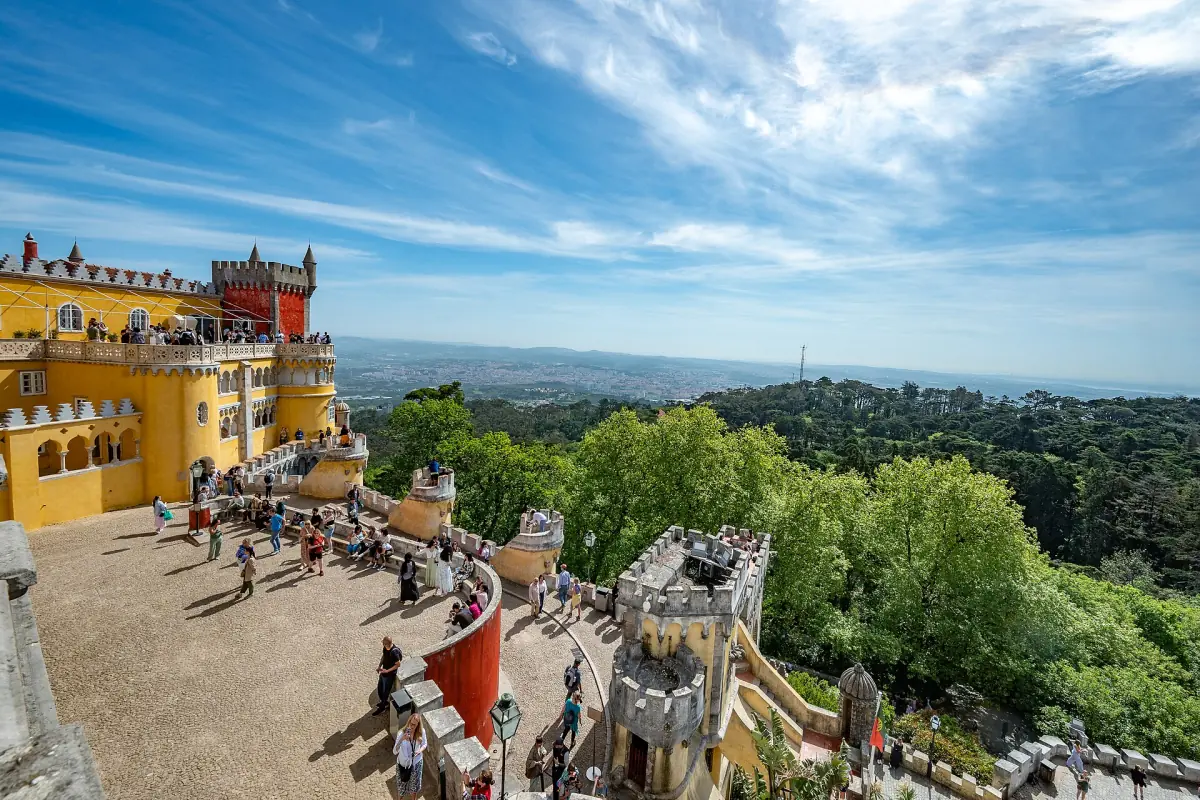 Visitors on the terraces of Pena Palace